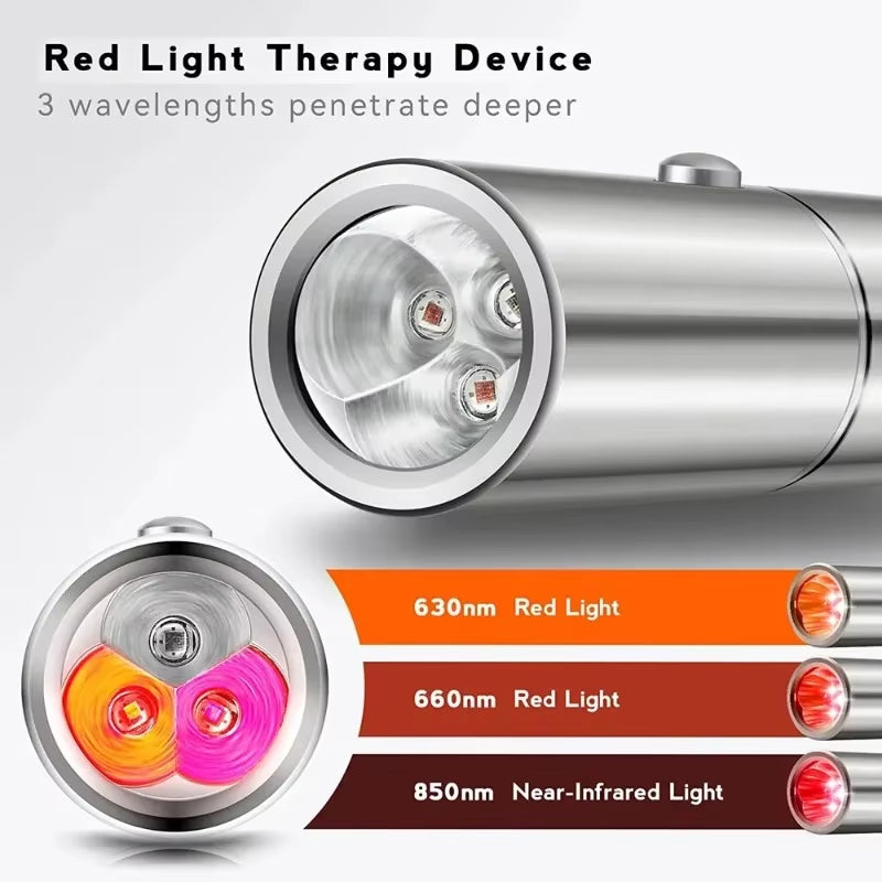 Red Light Therapy Wand Device for Body Acne Treatment with 5 Wavelengths near Infrared 900Nm Light Therapy Relieve Joint Pain