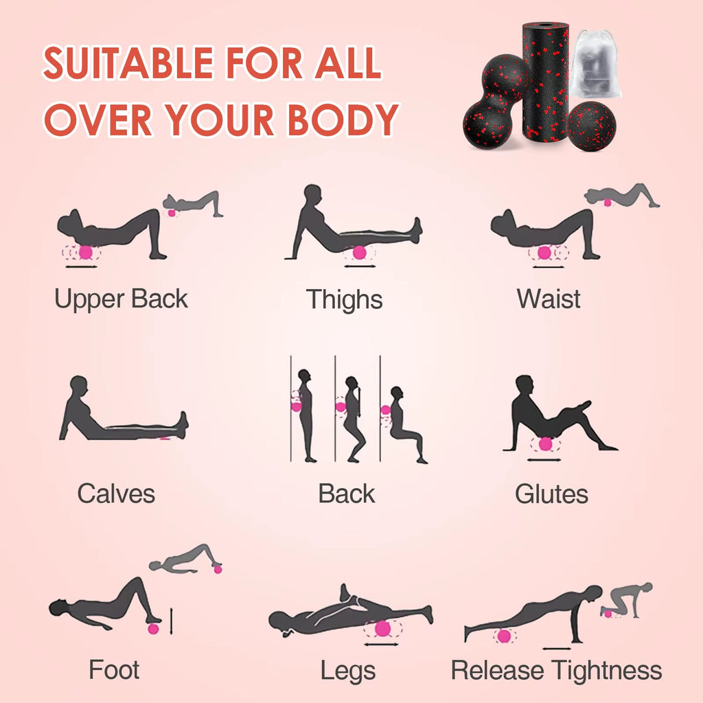 Hollow Yoga Roller Massage Peanut Ball Set EPP Fitness Foam Column for Back Pain Legs Hip Deep Tissue Stretching Muscle Relax