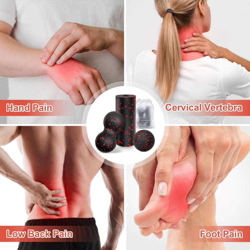 Hollow Yoga Roller Massage Peanut Ball Set EPP Fitness Foam Column for Back Pain Legs Hip Deep Tissue Stretching Muscle Relax