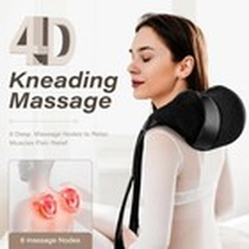 Blue Elf Shiatsu Neck & Back Massager with Heat, 3D Kneading, Black